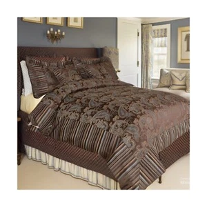 Tache 6 Piece Luxurious Baroque Paisley Jacquard Comforter Set - Brown Full/Q... - Picture 1 of 8