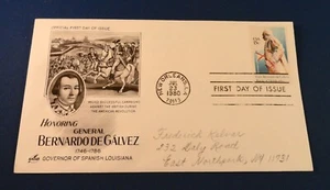 ART CRAFT COVER: FDC: Gen. Bernardo De Galvez - Gov. of Spanish Louisiana & NOLA - Picture 1 of 7