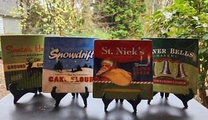 ONEIDA Holiday Baking Signs Stoneware Christmas Salad Dessert Plate Set of 4 - Picture 1 of 9