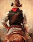 Impression toile peinture à l'huile image impression cowboy dos sur toile L696