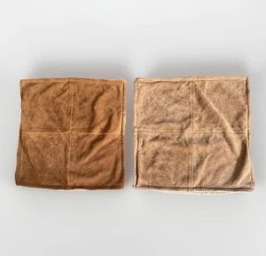 Funda de almohada Pottery Barn de cuero de gamuza reversible marrón 21" 2 piezas - Imagen 1 de 6