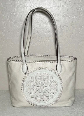 Brighton FERRARA White Emilia Medallion Medium Size Handbag Tote Leather - Image 1 of 4
