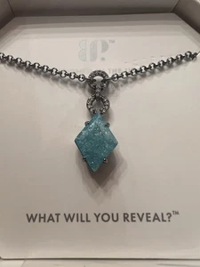 Bomb Party Necklace NK10555 "This Is How I Glow" Blue Topaz Ice CrystalHematite - Picture 1 of 4