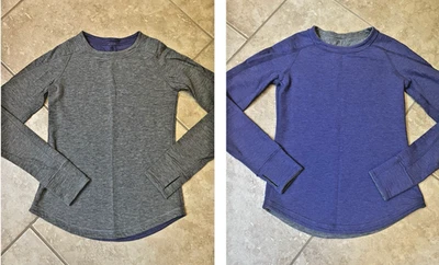 Ivivva by Lululemon Girl's Size 8 Long Sleeve Reversible Shirt Gray and Purple - Image 1 of 4