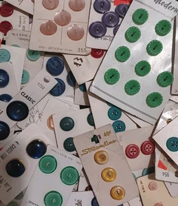 Vintage Lot Buttons on 55+  Cards Assorted Colors Full & Partial Cards Colorful - Picture 1 of 9