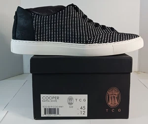 TCG Cooper Men's Black/White Raffia Leather Shoes Size 12 TCG-SS19-COO-RWT - Picture 1 of 9
