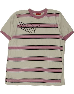 PUMA Womens Graphic T-Shirt Top UK 18 XL White Striped Cotton BD09 - Image 1 of 4