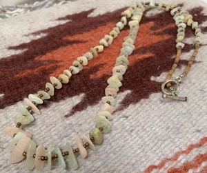 Gorgeous Morganite stone bead necklace/(w324b-w1) - Picture 1 of 2