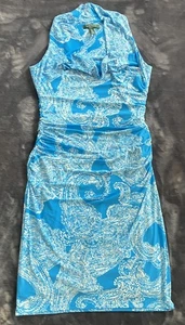Vestido Ralph Lauren Sin Mangas Funda Arrugada Color Acanalado Azul/Blanco Talla 8 (B5) - Imagen 1 de 13