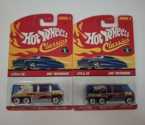 SET [2] 2007 HOT WHEELS SERIE 3 KLASSIKER GMC WOHNMOBIL; 2/5 BEKANNTE FARBEN - Bild 1 von 6
