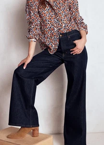 Boden High Rise Wide Leg Jeans in Indigo Dark Wash - Size 33x32 Actual 38x31 - Picture 1 of 11
