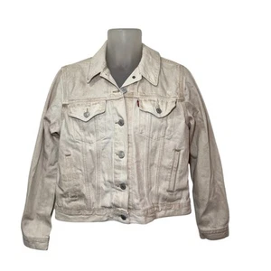 Levi’s Women Stone washed beige Cotton Denim Original Trucker Jacket NWT Large - Picture 1 of 13