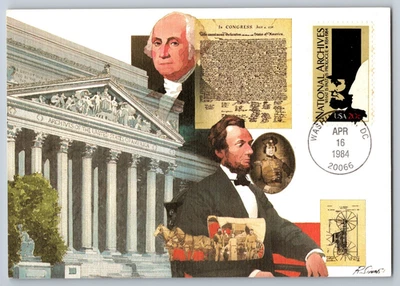 #2081 National Archives Lincoln & Washington FDC Maxi Card - Image 1 of 2