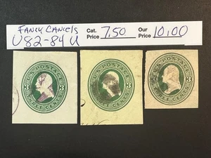 US Scott #U 82 - 84 Used Nice Cancels  2024 Scott Catalogue Value $ 7.50 - Picture 1 of 3