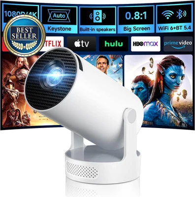Mini Projector 1080P Portable WiFi 6 BT5.4 with HiFi Speaker & Auto Keystone - image 1 of 4