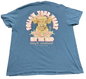 Camiseta azul grande Simply Southern Follow Your Heart Not The Herd para mujer - Imagen 1 de 9