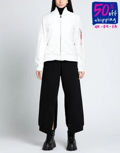 RRP€300 ALPHA INDUSTRIES Bomber Jacket Size M White Lined Ribbed Neck - Picture 1 of 8