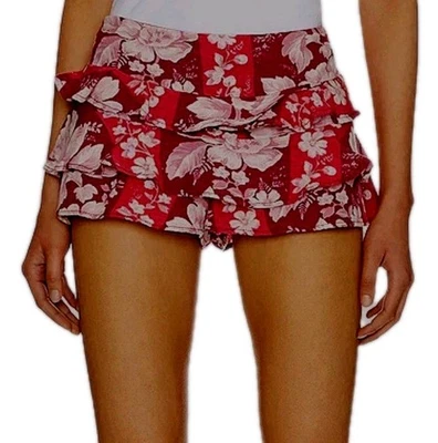 Pantalones Cortos Free People Days Gone By Niveles Mezcla de Lino Rojo Estampado Floral Para Mujer Grandes Foto 1 de 4