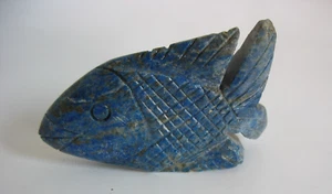 Carved blue stone fish fetish Lapis Lazuli ZUNI - Picture 1 of 5