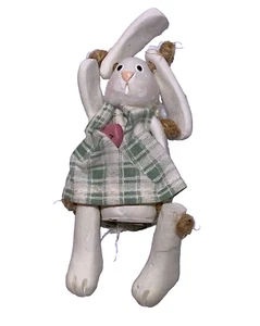 Russ Berrie Vtg Bunny Rabbit 13900 Shelf Sitter 3" Mini Kin Sculptstone Figurine - Picture 1 of 6