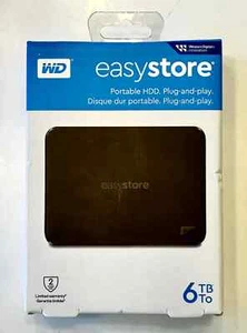 WD - Easystore 6TB External USB 3.2 Gen 1 Portable Hard Drive - Black - Afbeelding 1 van 2