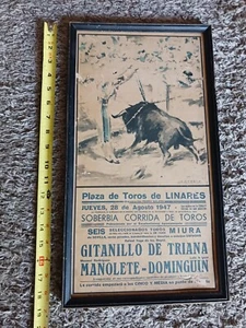 Plaza Toros de Linares, Original agosto 1947 Manolete, Dominguin, Gitanillo VH1 - Picture 1 of 4