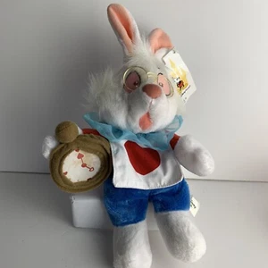 Disney weißes Kaninchen Sitzsack Plüschtier Alice im Wunderland gelbe Brille Etiketten SELTEN - Bild 1 von 9