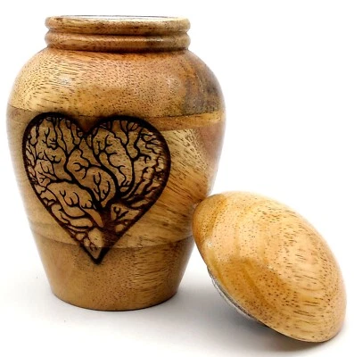 Wooden Cremation Urns for Ashes Adult Male/Female Tree of Life Heart Engrave