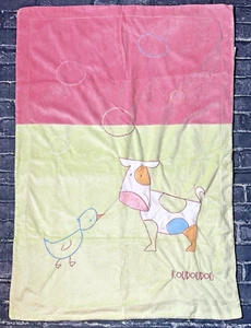Plush RouDouDou Baby Blanket Cow Duck Pink Green Canada 31" x 44" Pink Back - Picture 1 of 10