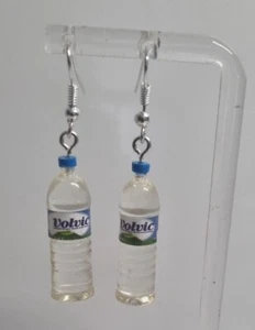 Paar runde Volvic Trinkflasche Ohrringe Handarbeit 4 cm Fun Party Licht - Bild 1 von 2