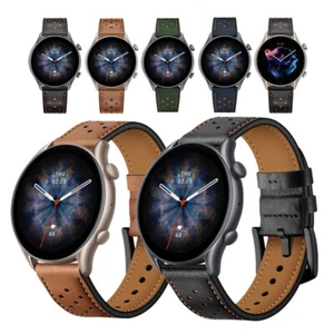 For Amazfit GTR 4 3 Pro 2 2e Watch Band Quick Fit Dots Genuine Leather Strap - Picture 1 of 19