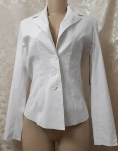 AZIZ Women's Dress Blazer, Long Sleeve Pintucks Detail Stretch White, Size M - Picture 1 of 9