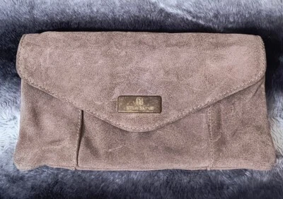 Bolso sin asas River Island talla única M L cuero real gamuza portátil marrón Foto 1 de 4