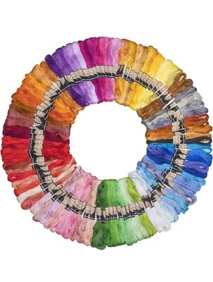 100 Skeins Cotton Embroidery Thread Bundles Cross Stitch Thread Floss Cotton - Image 1 of 3