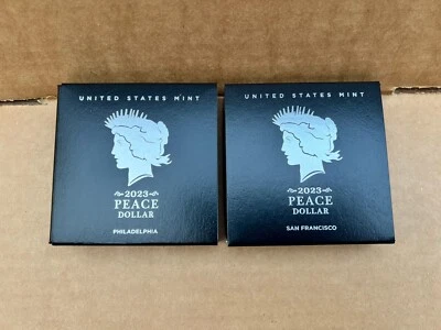 2023 S Proof PEACE Silver 23XL + Uncirculated PEACE Silver Dollar 23XH 2 Coins - Image 1 of 4