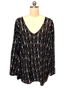 Marina Rinaldi Maglia Geometric Print Sweater Top Boxy Oversized Women’s Sz XL - Picture 1 of 8