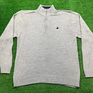 Beverley Hills Polo Club Quarter Zip Pullover Sweater Gray Size X-Large - Picture 1 of 10