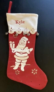 🎄Calza Natalizia Fienile Ceramica Bambini KYLE Feltro Lana Babbo Natale Campanelle Monogramma - Foto 1 di 3