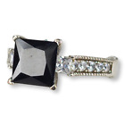 Vintage Jeulia Sterling Silver 925 Black Stone Engagement Ring Size 7.25