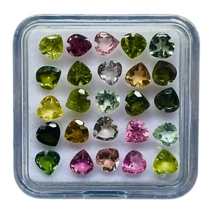25 Pcs Natural Tourmaline 4x4mm Heart Cut Multi Color Loose Gemstones 5.87 Cts - Picture 1 of 8