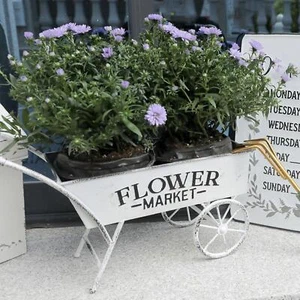 Wagon Planter Sturdy Decorative Wheelbarrow Planter for Patio Entryway Porch - Picture 1 of 7