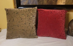 Pottery Barn Washed Velvet Throw Accent Pillow Covers (2) & Inserts 12" square - Picture 1 of 5