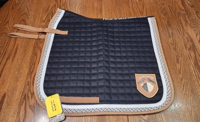 HKM Lauria Garrelli, new, dressage saddle pad full, black tan plaid - Image 1 of 4