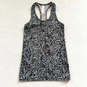 Ivivva KeepUrCool Racer Racerback Tank Gray Black Animal Print Lululemon Girl 8 - Picture 1 of 6