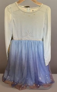 Disney Frozen 2 Elsa Shimmering Blue Dress Gown Sz 7 No Cape - Picture 1 of 5