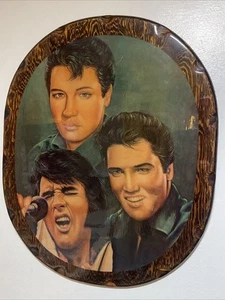 LG Vintage ELVIS PRESLEY Gedenk Holzkunst 70er Plakette lackiert 22”x18” - Bild 1 von 6
