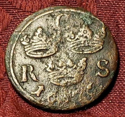 1676 Sweden 1/6 Ore Copper Coin, Free Shipping  - Image 1 of 4