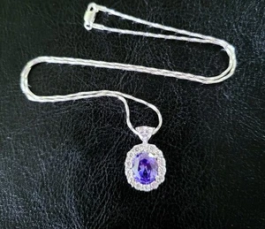 🔵BELLA LUCE ESOTICA 925 STERLING BLAU/WEISS CZ ANHÄNGER HALSKETTE SIM TANSANIT - Bild 1 von 10
