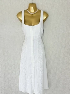 Exquisite Reiss New Clarice Ivory Linen Midi Dress Uk10 Stunning - Picture 1 of 8