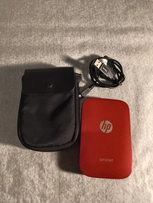 HP Sprocket Bluetooth Photo Printer Red Z3Z93A 80001 With Charge Cable Nice!  - Image 1 of 3